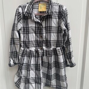 Thereabouts 3T Girls Black and White Plaid Long Sleeve Dress